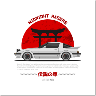 Midnight Racer White RX 7 FB JDM Posters and Art